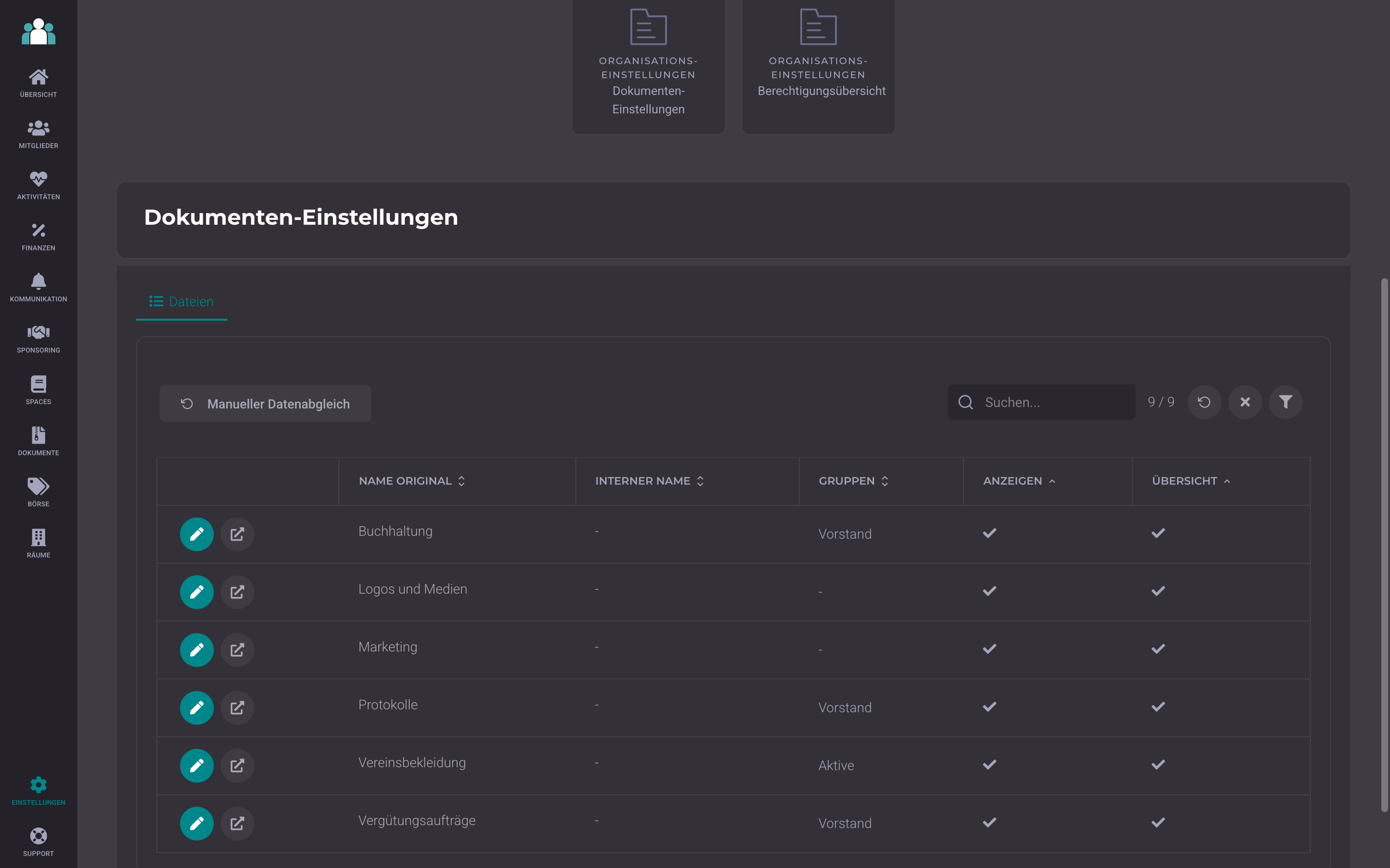 Lesezugriff nach DigitalMembers-Listen · DigitalMembers