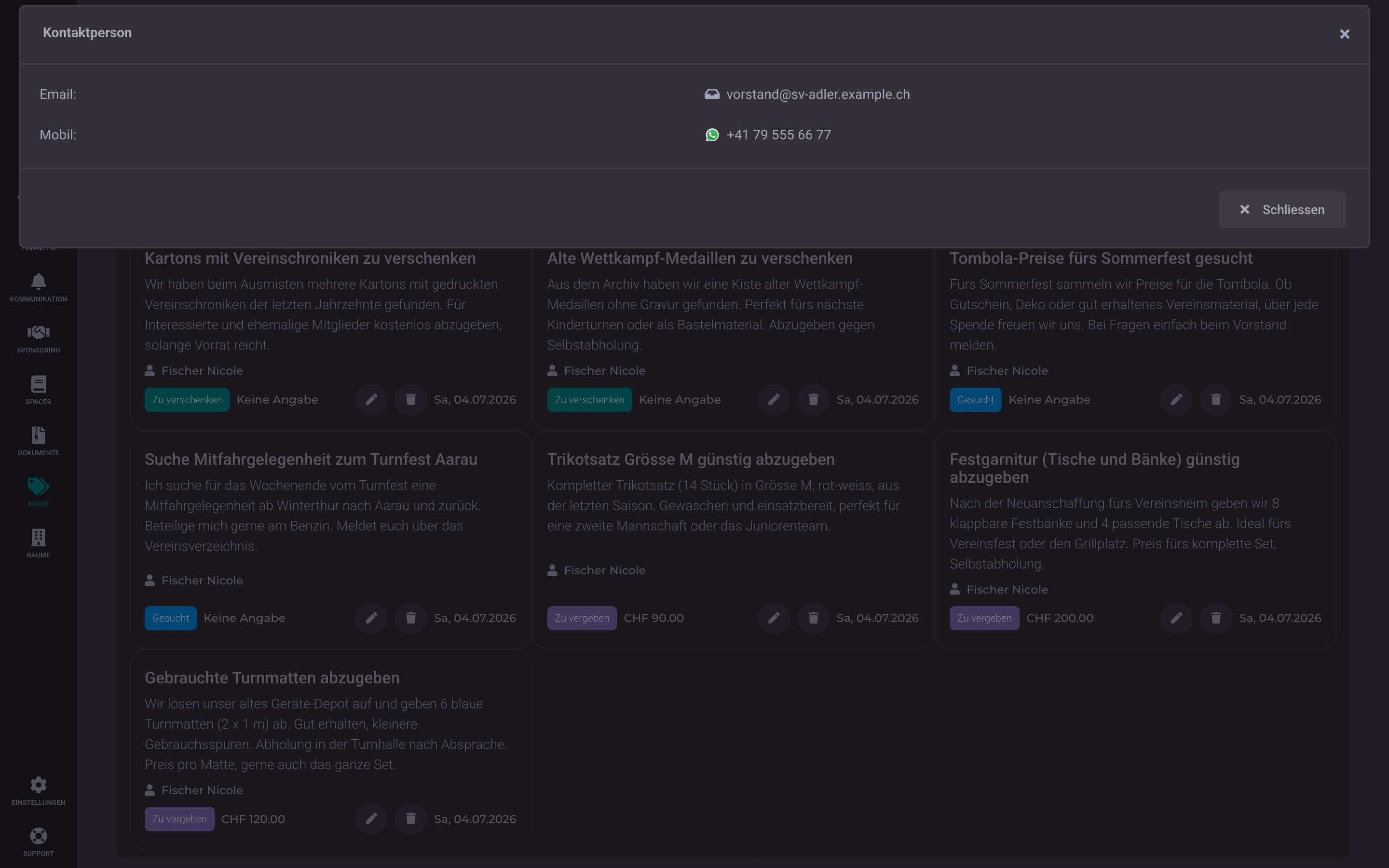 Kontakt über das Mitglieder-Profil · DigitalMembers