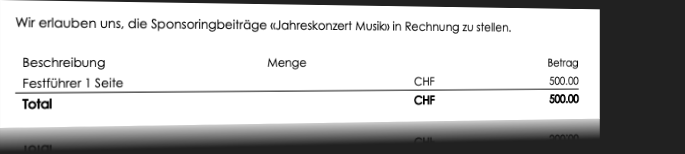 Sponsoring-Rechnungen automatisch aus Projekt und Paket