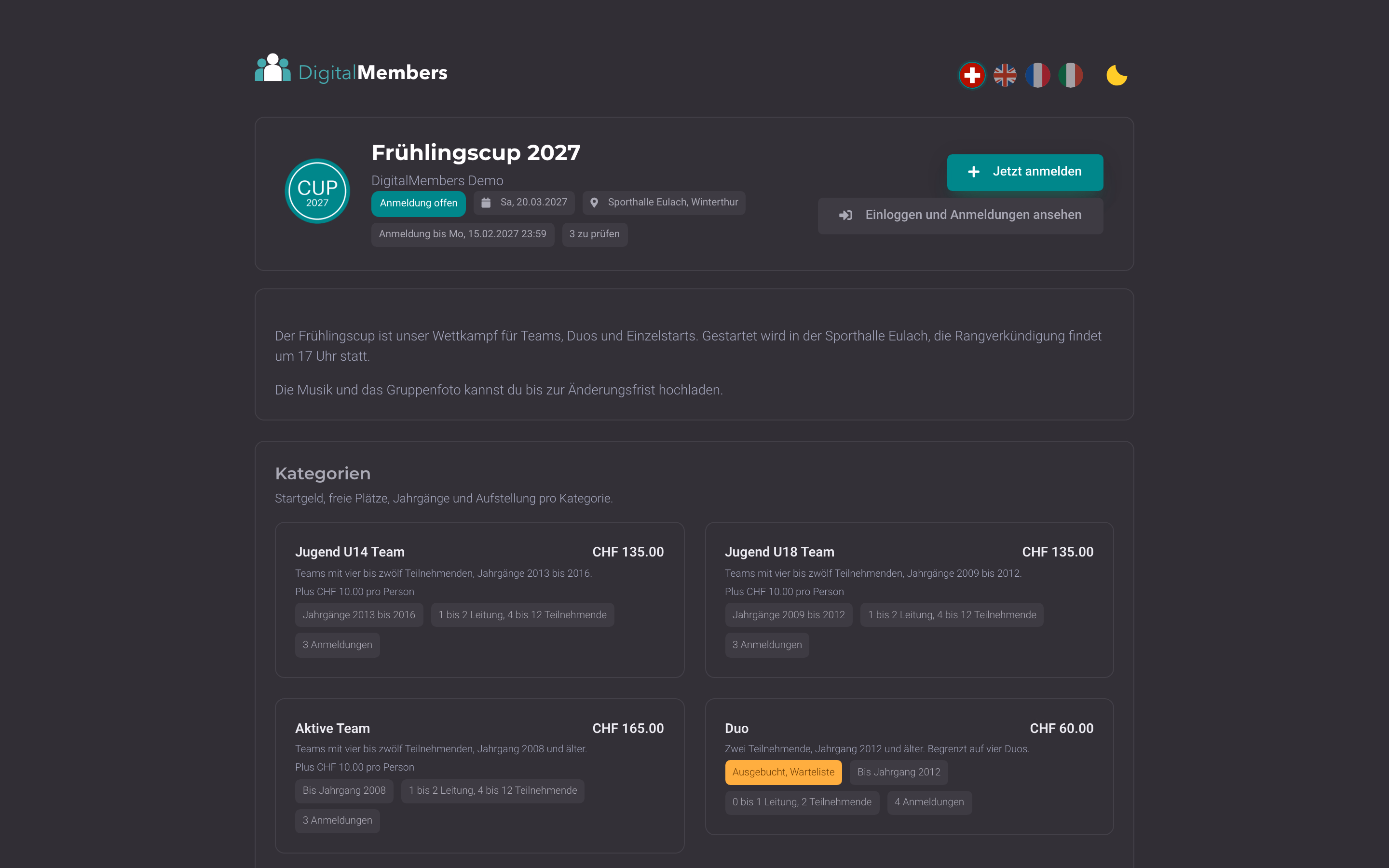 Deine Anmeldeseite, geteilt wie ein Flyer · DigitalMembers